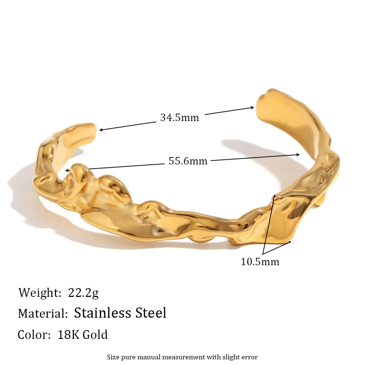 Basic Simple Style Classic Style Irregular Waves 304 Stainless Steel 18K Gold Plated Bangle In Bulk