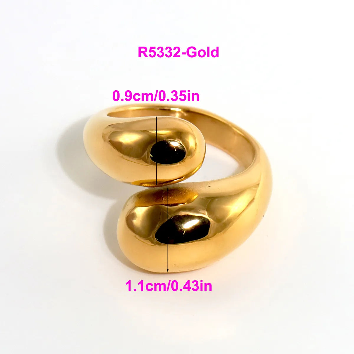 316L Stainless Steel  18K Gold Plated Modern Style Classic Style Shiny Metallic Water Droplets Solid Color Open Rings Rings