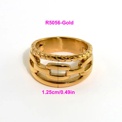 316L Stainless Steel  18K Gold Plated Modern Style Classic Style Shiny Metallic Water Droplets Solid Color Open Rings Rings