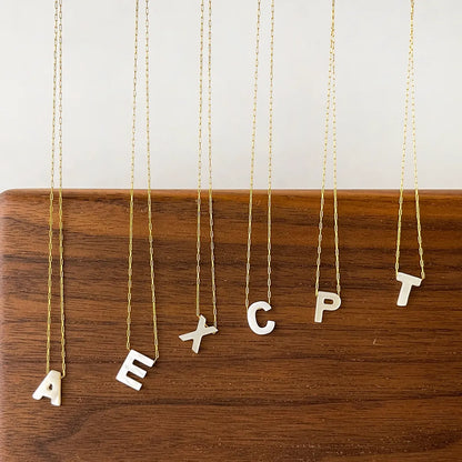 316L Stainless Steel  18K Gold Plated Simple Style Irregular Letter Shell Pendant Necklace