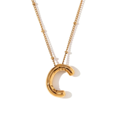 316L Stainless Steel  18K Gold Plated Simple Style Plating Letter Pendant Necklace