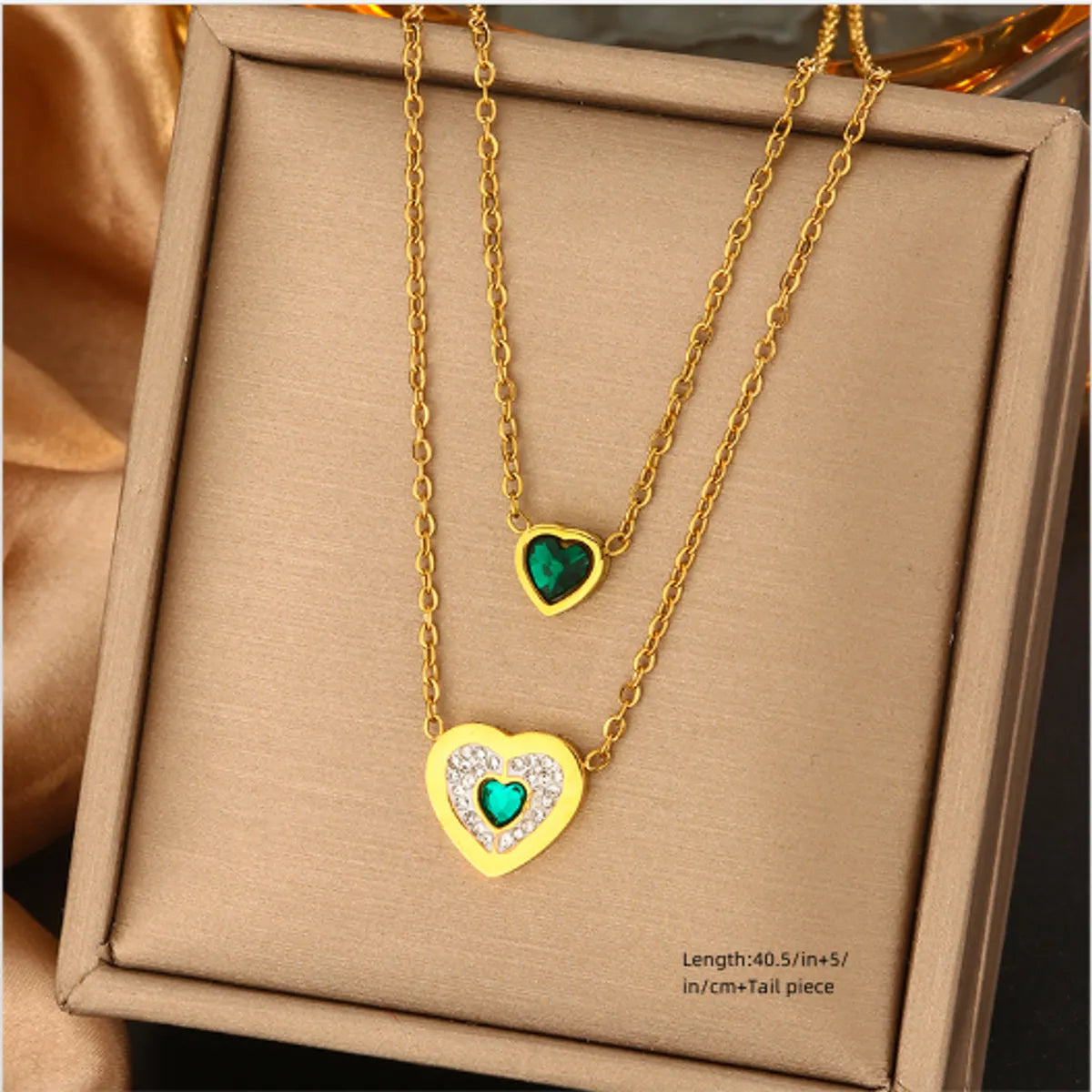 Wholesale Jewelry Vintage Style Commute Devil'S Eye Heart Shape Lock 304 Stainless Steel Turquoise Rhinestones Pearl 18K Gold Plated Plating Inlay Layered Necklaces