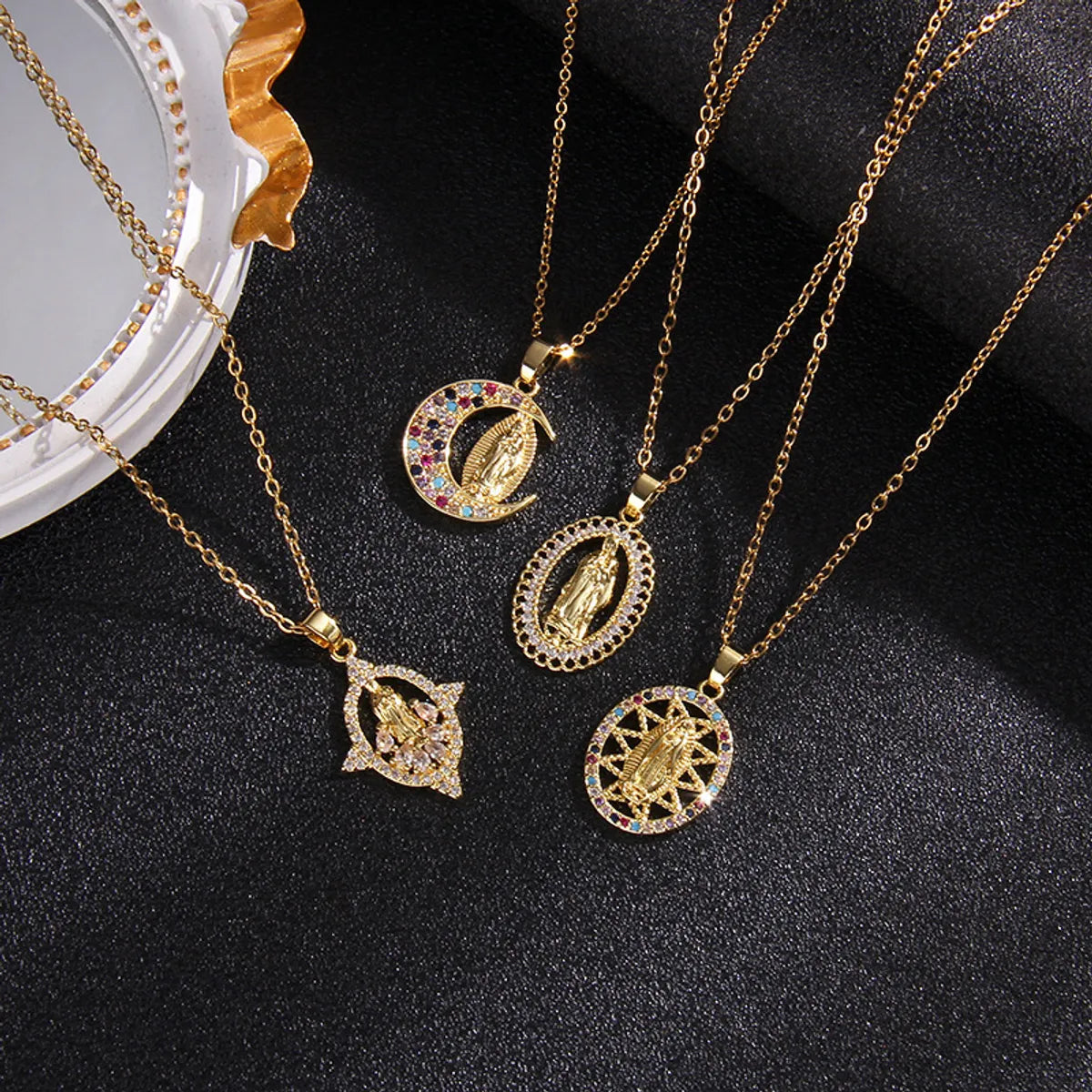 316L Stainless Steel  Simple Style Classic Style Inlay Color Block Zircon Pendant Necklace