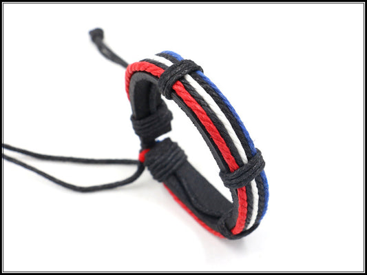 1 Piece Ethnic Style Stripe Pu Leather Knitting Unisex Bracelets
