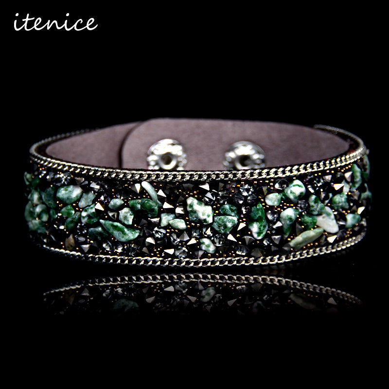 Creative Crystal Gravel Irregular Colored Gemstone Flannel Bracelet