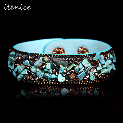 Creative Crystal Gravel Irregular Colored Gemstone Flannel Bracelet