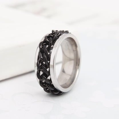 New Simple Titanium Steel Rotatable Roman Chain Ring Wholesale Gooddiy