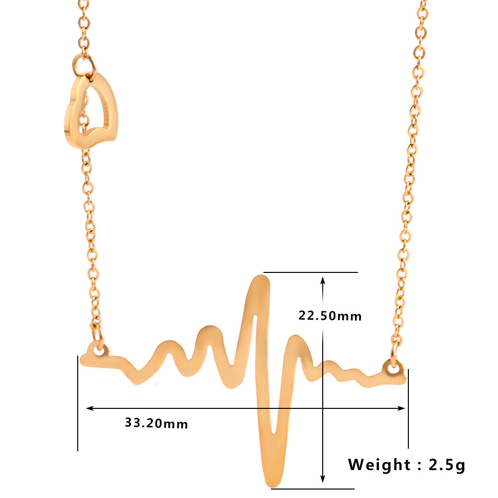 Titanium Steel Simple Style Electrocardiogram Pendant Necklace