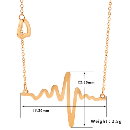 Titanium Steel Simple Style Electrocardiogram Pendant Necklace