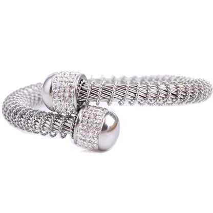 Fashion Spring Steel Wire Golden Diamond-embedded Stainless Steel Bracelet Wholesale