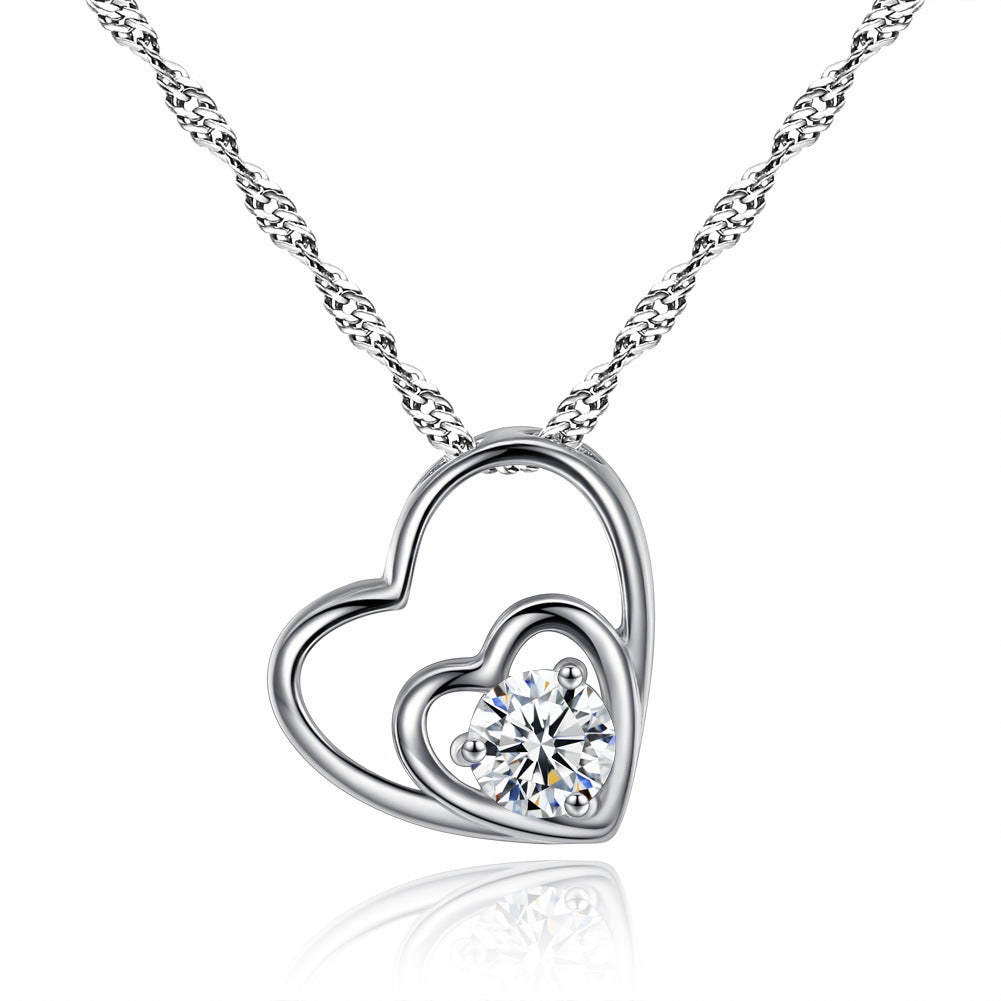 Elegant Lady Classic Style Heart Shape Alloy Plating Inlay Zircon Women's Pendant Necklace