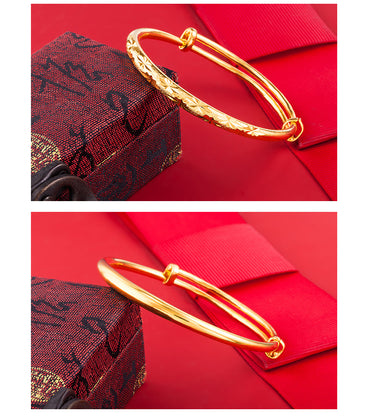 Chinoiserie Geometric Copper Gold Plated Bangle