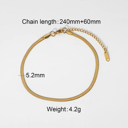 3mm Miami Cuban Chain Snake Chain Anklet Stacked Gold Plated 316l Stainless Steel Anklet Jewelry