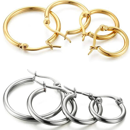 4 Pairs Elegant Simple Style Solid Color Plating Stainless Steel 14k Gold Plated Earrings