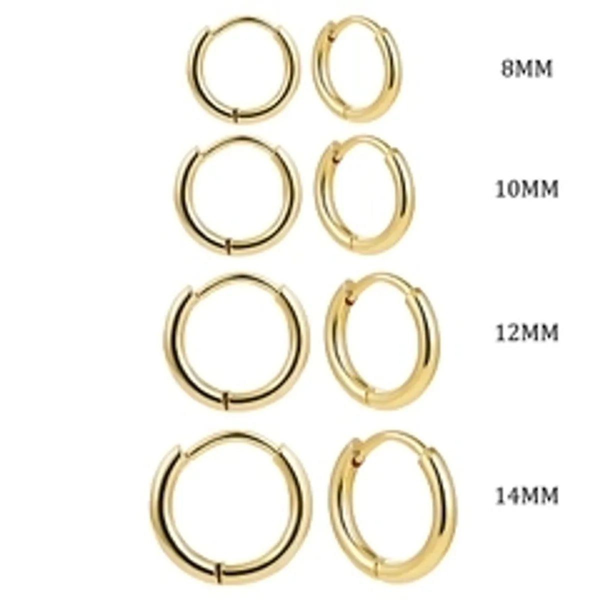 4 Pairs Simple Style Classic Style Solid Color Plating 304 Stainless Steel 14K Gold Plated Earrings