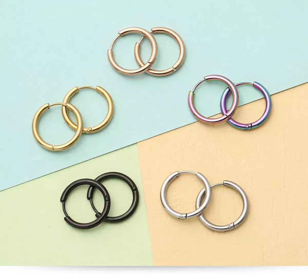 4 Pairs Simple Style Round Plating Stainless Steel Gold Plated Silver Plated Hoop Earrings