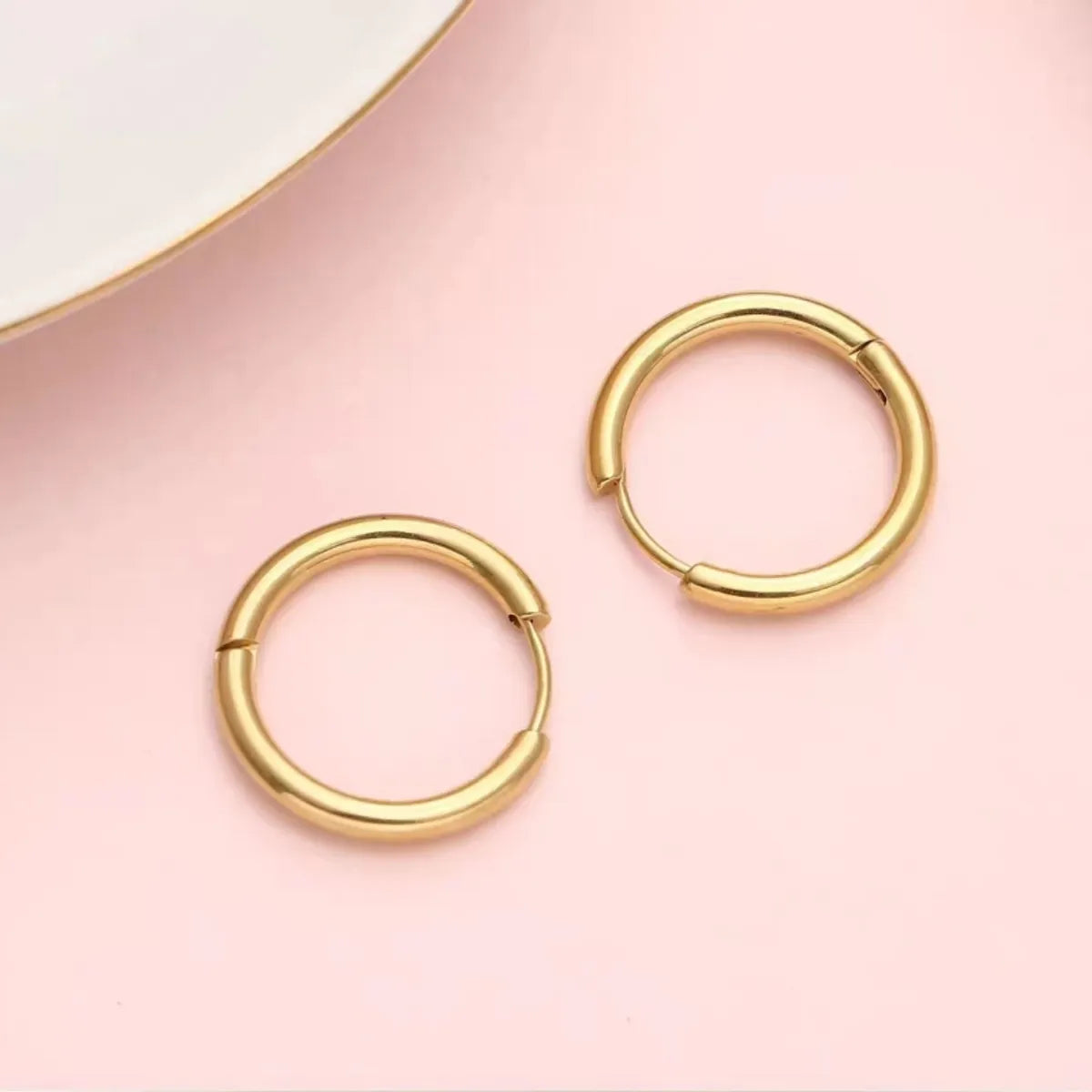 4 Pairs Simple Style Round Plating Stainless Steel Gold Plated Silver Plated Hoop Earrings