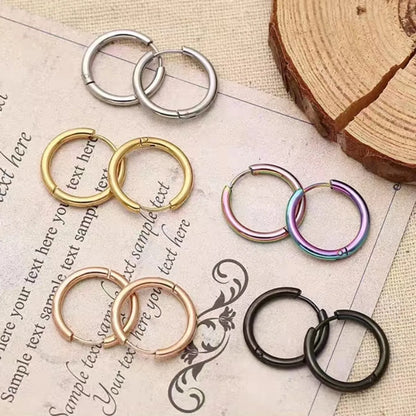 4 Pairs Simple Style Round Plating Stainless Steel Gold Plated Silver Plated Hoop Earrings