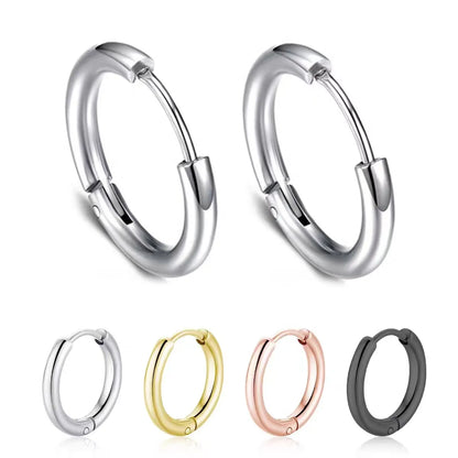 4 Pairs Simple Style Round Plating Stainless Steel Gold Plated Silver Plated Hoop Earrings