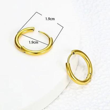 4 Pairs Simple Style Round Plating Stainless Steel Gold Plated Silver Plated Hoop Earrings