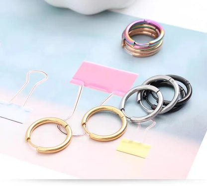 4 Pairs Simple Style Round Plating Stainless Steel Gold Plated Silver Plated Hoop Earrings