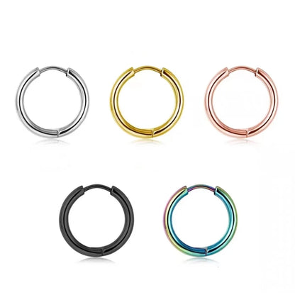 4 Pairs Simple Style Round Plating Stainless Steel Gold Plated Silver Plated Hoop Earrings