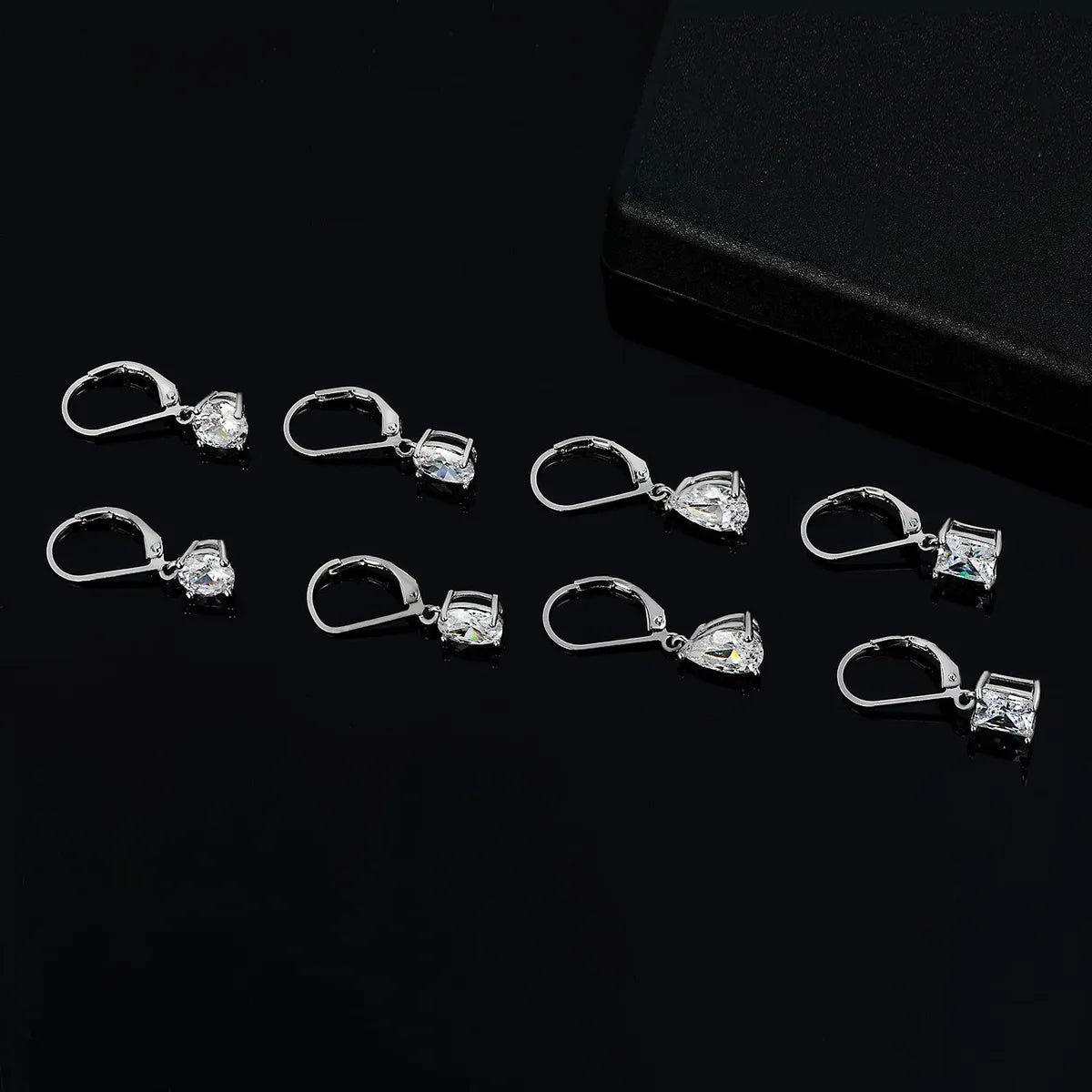 4 Pairs Simple Style Solid Color Plating Inlay Copper Zircon 18K Gold Plated Drop Earrings