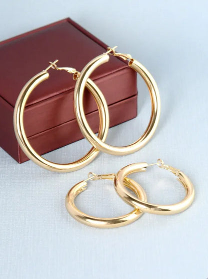 2 Pairs Elegant Simple Style Circle Hollow Out Alloy Copper Alloy Earrings