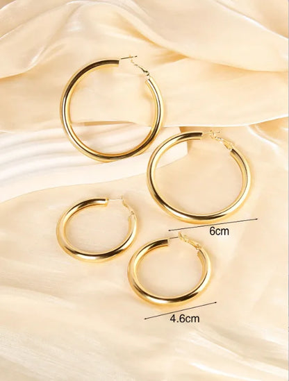 2 Pairs Elegant Simple Style Circle Hollow Out Alloy Copper Alloy Earrings