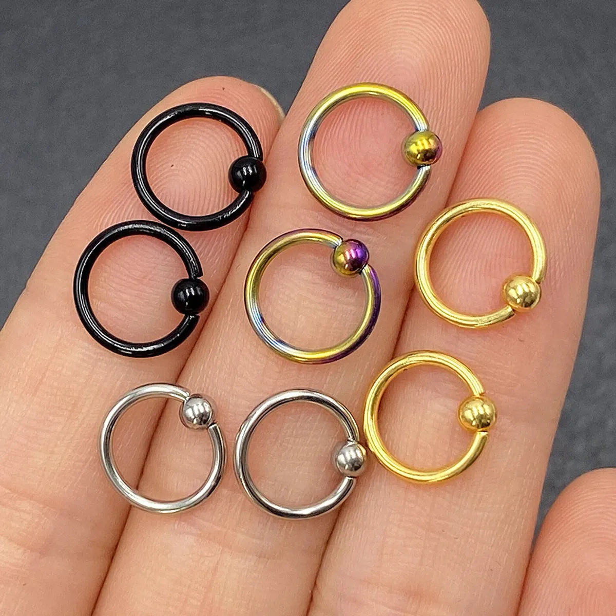 4 Pieces Fashion Geometric Stainless Steel Plating Eyebrow Nails Tongue Nail Nose Ring