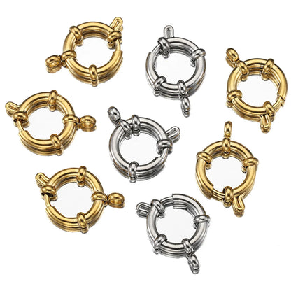 4 Pieces Per Pack Diameter 10mm Diameter 12mm Diameter 14mm Stainless Steel Solid Color Polished Jewelry Buckle