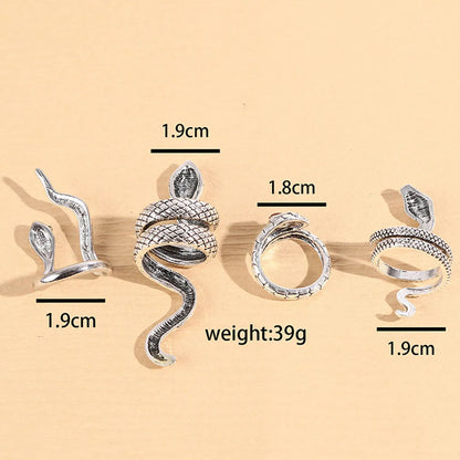 Punk Snake Alloy Inlay Rhinestones Silver Plated Women's Open Ring