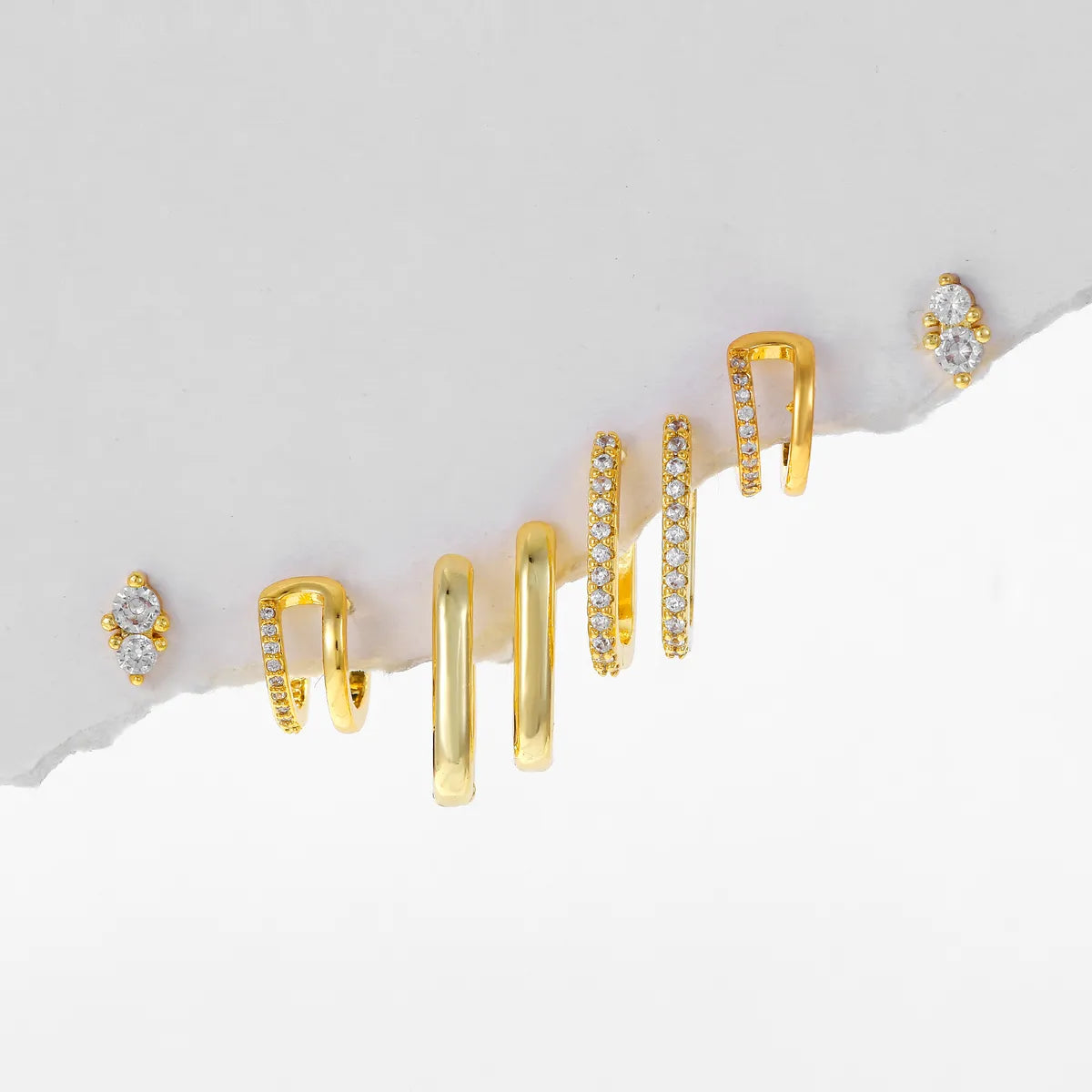 4 Pieces Sweet Simple Style Solid Color Plating Inlay Brass Zircon 18K Gold Plated Earrings