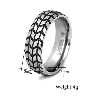 Simple Style 18k Gold Plated Tire Pattern Titanium Steel Ring