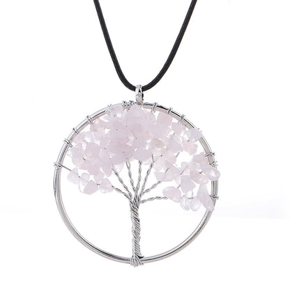 1 Piece Retro Leaf Natural Stone Crystal Handmade Pendant Necklace