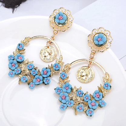 Wholesale Jewelry Elegant Retro Flower Alloy Drop Earrings