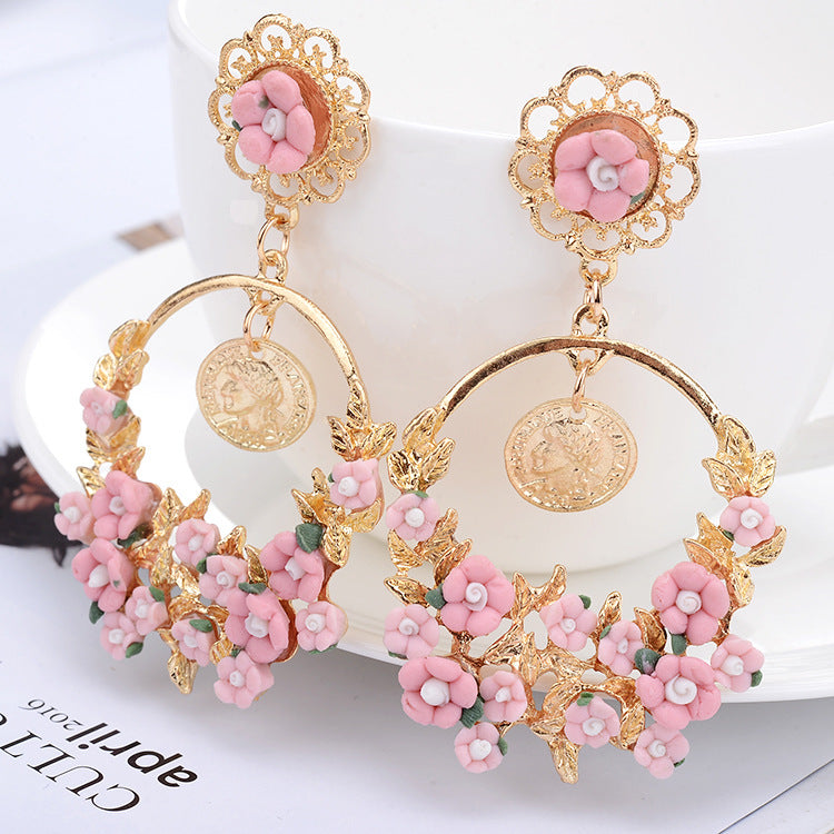 Wholesale Jewelry Elegant Retro Flower Alloy Drop Earrings