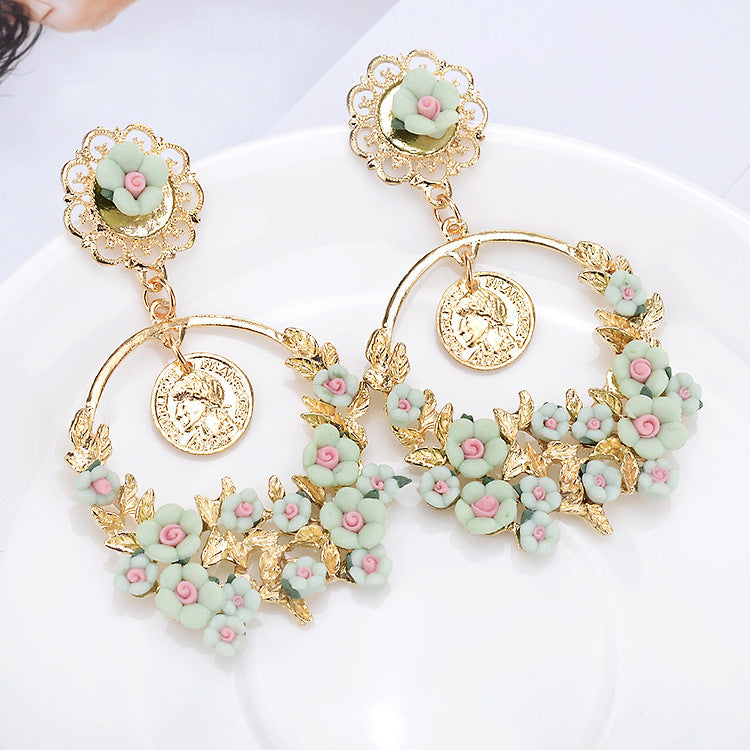 Wholesale Jewelry Elegant Retro Flower Alloy Drop Earrings