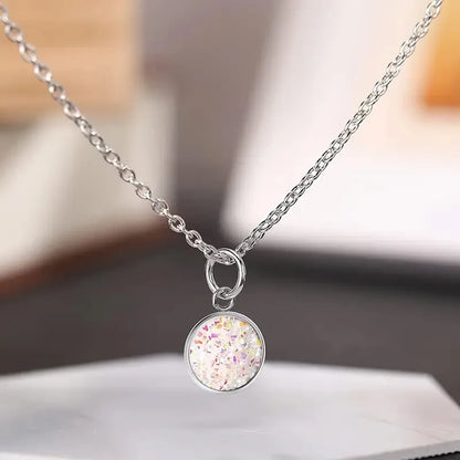 40pcs Alloy Glass Silver Plated Round Pendant