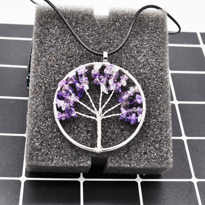 1 Piece Retro Leaf Natural Stone Crystal Handmade Pendant Necklace