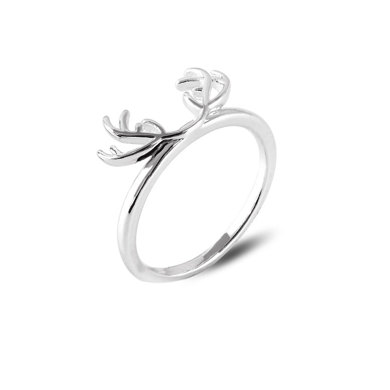 Christmas Reindeer Elk Ring Antlers Ring Tail Ring Silver Plated Ring Wholesales Fashion