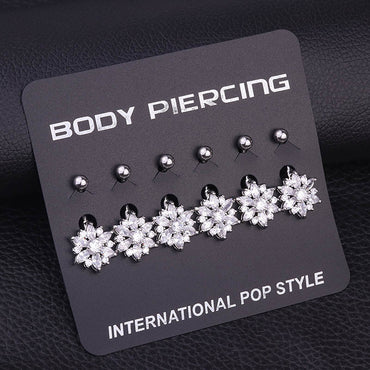 Fashion Flower Stainless Steel Inlaid Zircon Belly Ring