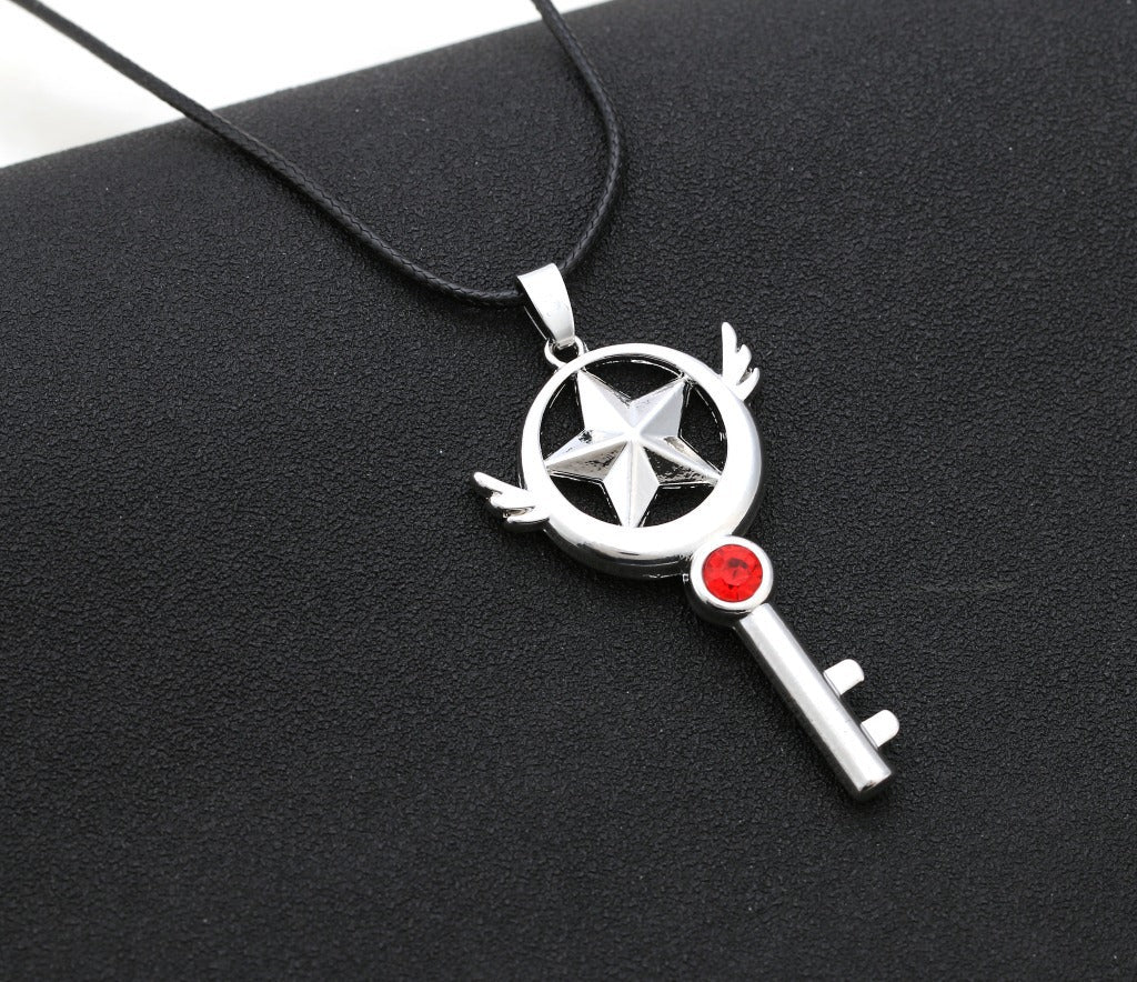 Small Wings Necklace Ever-changing Sakura Cute Magic Wand Alloy Belt Drill Five-pointed Star Key Necklace Wholesale Gooddiy