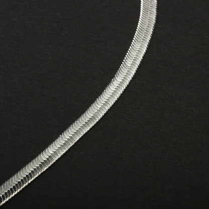 New Flat Snake Bone Chain Bare Chain Simple Silver Collar Short Clavicle Blade Chain Men And Women Jewelry