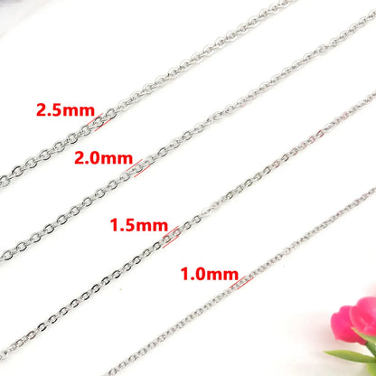 5 M Per Pack 0.4*1.65mm 0.5*2mm 0.6*2.5mm 304 Stainless Steel Solid Color Chain