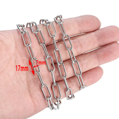 5 M Per Pack 7*17*1.6mm 304 Stainless Steel Solid Color Polished Chain