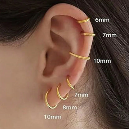 5 Pairs Basic Round Plating 304 Stainless Steel 14K Gold Plated Cartilage Earrings