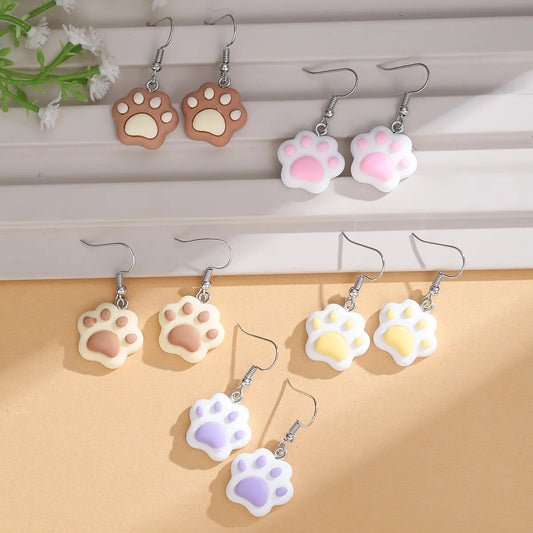 5 Pairs Cartoon Style Animal Plating Resin Silver Plated Drop Earrings