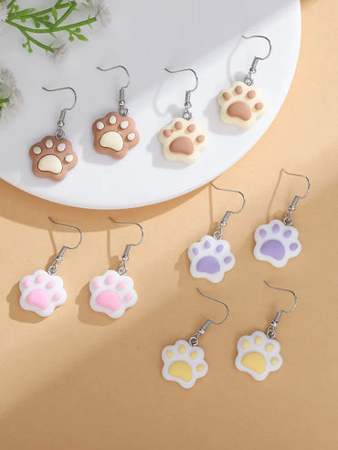 5 Pairs Cartoon Style Animal Plating Resin Silver Plated Drop Earrings