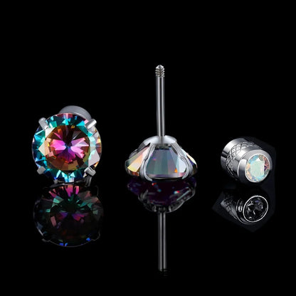 5 Pairs Casual Simple Style Round Plating Inlay Stainless Steel Zircon Ear Studs